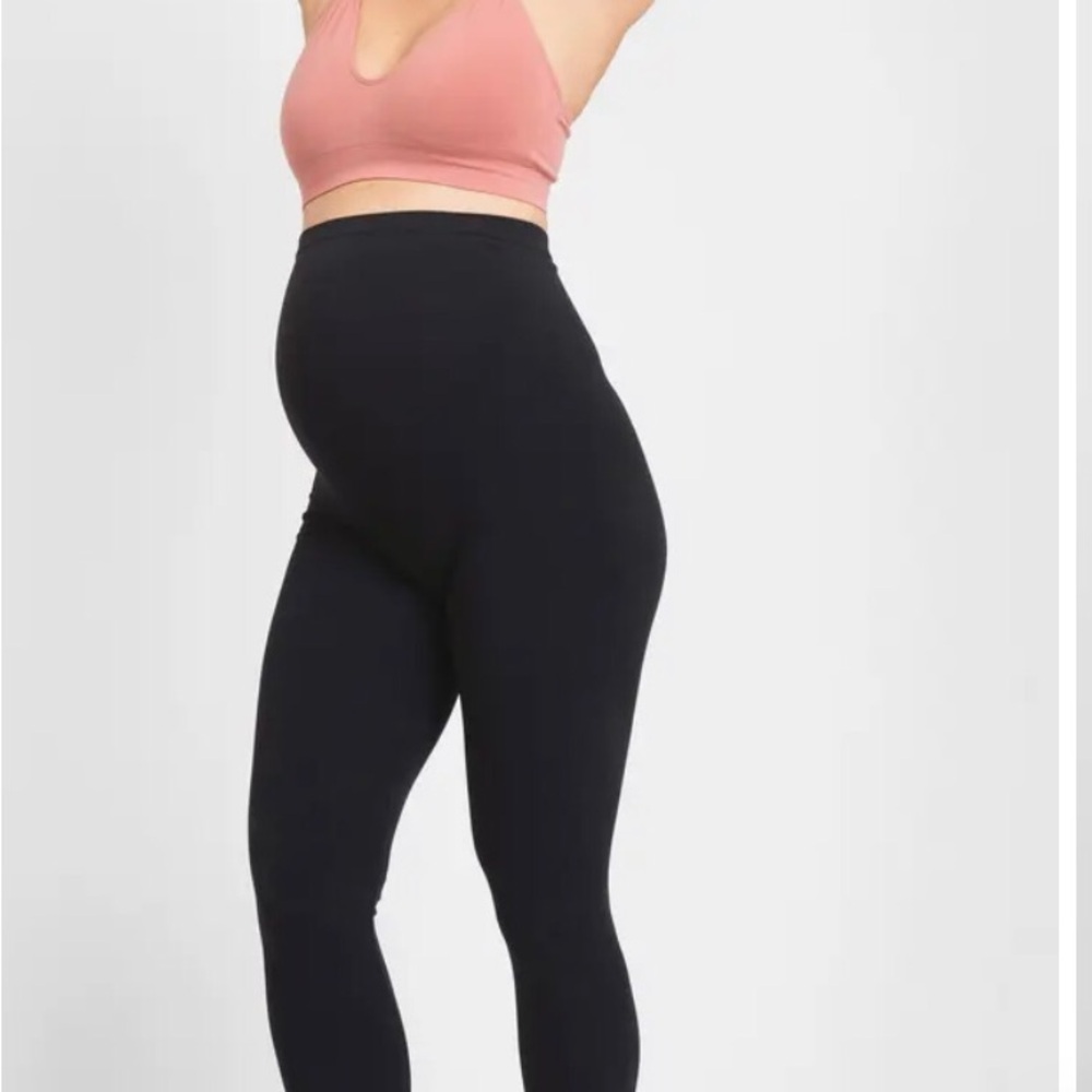 Seraphine 2 pairs of Seamless Over-Bump and Under-Bump Black Maternity Leggings